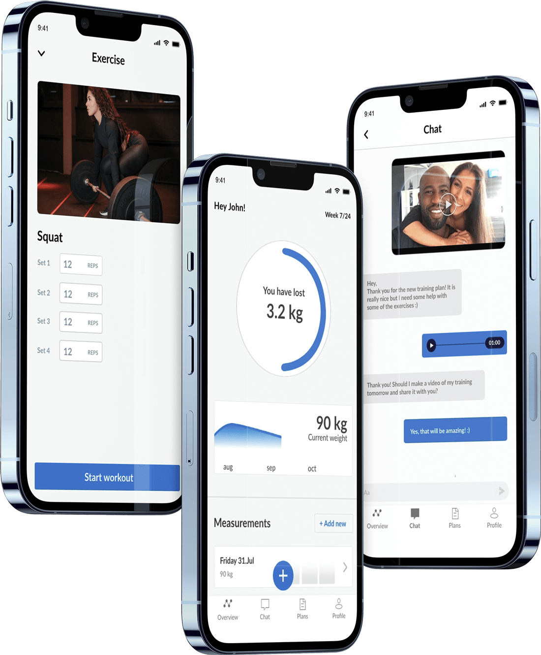 A mockup of the coaching app showcasing the features.